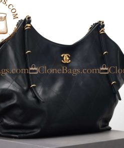 Alternative view of Chanel Replica Designer Bags 1:1 Coco Bag Black Calfskin Gold Hardware