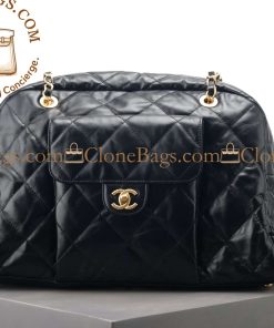Replica Designer Bags 1:1 Chanel Maxi Bowling Bag Black