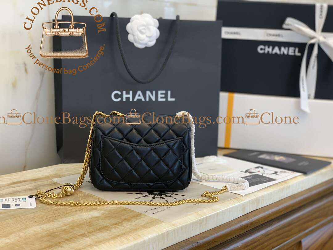 Chanel Replica Designer Bags 1:1 Mini Classic Handbag Lambskin & Gold-Tone Metal - Image 7