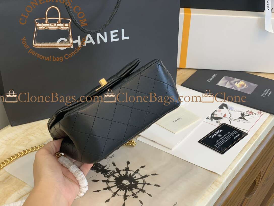 Chanel Replica Designer Bags 1:1 Mini Classic Handbag Lambskin & Gold-Tone Metal - Image 5