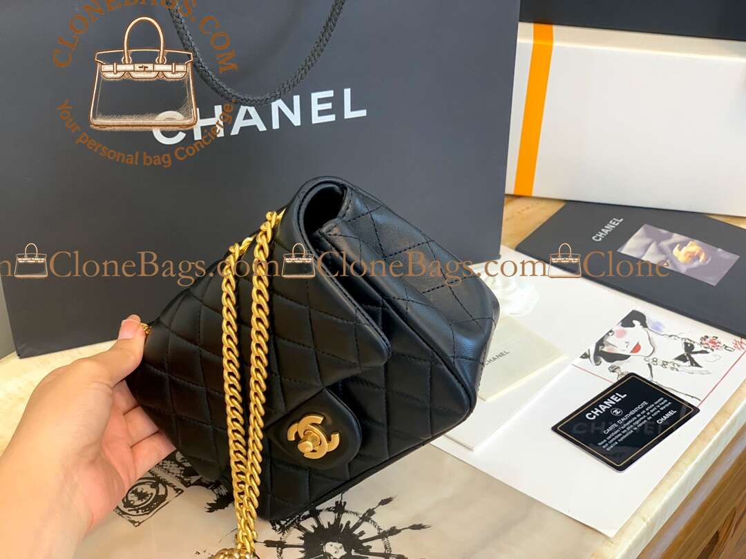Chanel Replica Designer Bags 1:1 Mini Classic Handbag Lambskin & Gold-Tone Metal - Image 6