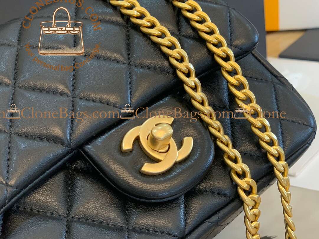Chanel Replica Designer Bags 1:1 Mini Classic Handbag Lambskin & Gold-Tone Metal - Image 3
