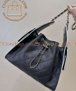 Alternative view of Chanel Replica Designer Bags 1:1 25 Small Handbag Calfskin & Gold-Tone Metal Black & White