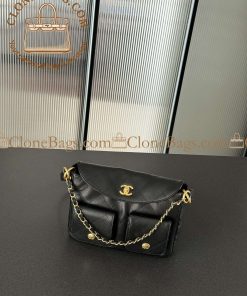 Replica Designer Bags 1:1 Chanel Caviar Small Hobo Bag Black