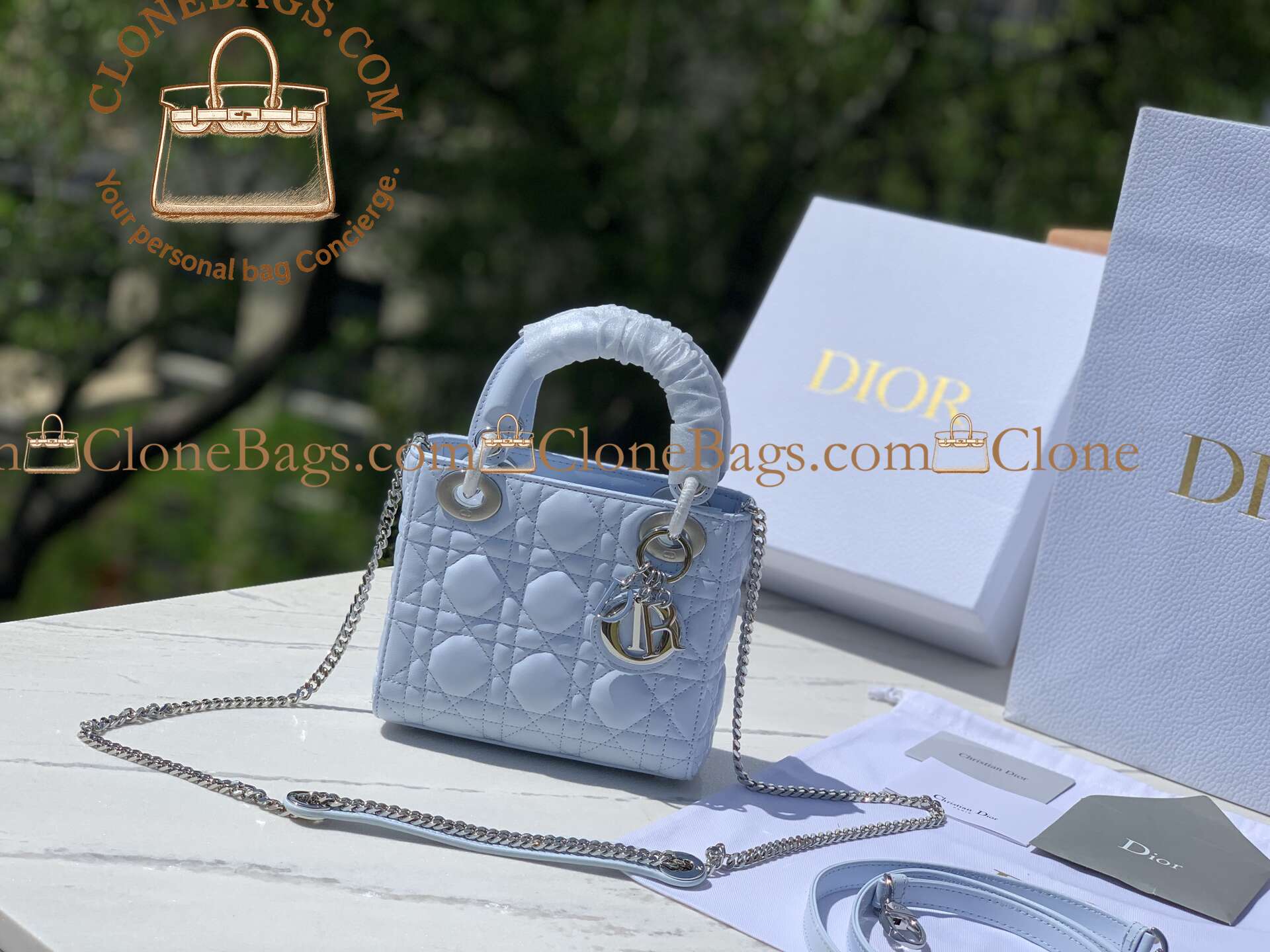 Replica Designer Bags – Dior Ice Blue Cannage Lambskin