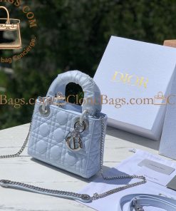 Alternative view of Dior Replica Designer Bags 1:1 Mini Lady Dior Bag with Chain Ice Blue Cannage Lambskin