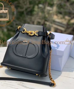 Alternative view of Dior Replica Designer Bags 1:1 Calfskin CD Embossed Medium C'est Chain Bucket Bag Black