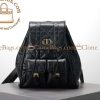 Dior 1:1 Replica Medium Caro Backpack in Black Macrocannage Lambskin