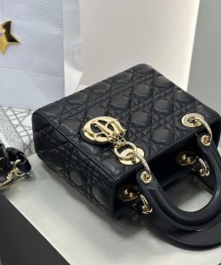 Alternative view of Dior Replica Designer Bags 1:1 Small Lady Dior Bag with Strap Black Cannage Lambskin