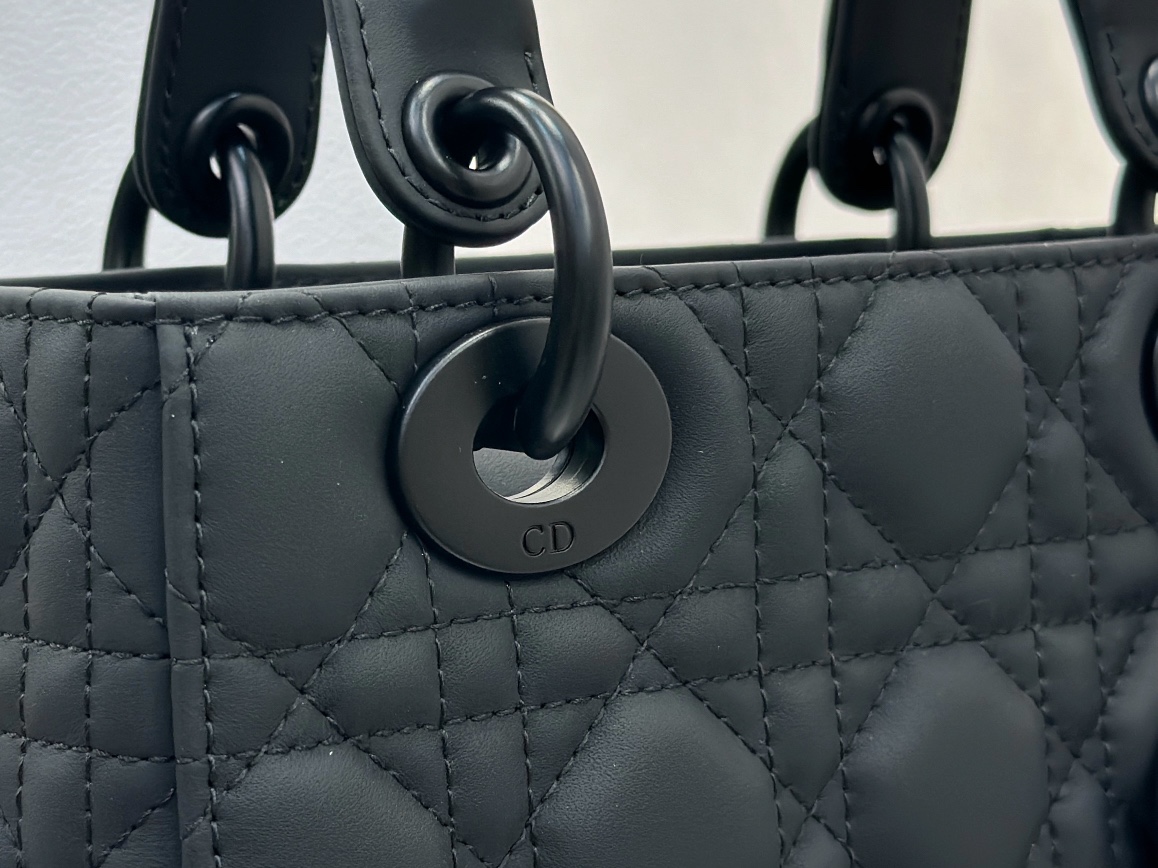 Dior Replica Designer Bags 1:1 Small Lady Dior Bag Black Ultramatte Cannage Calfskin - Image 2