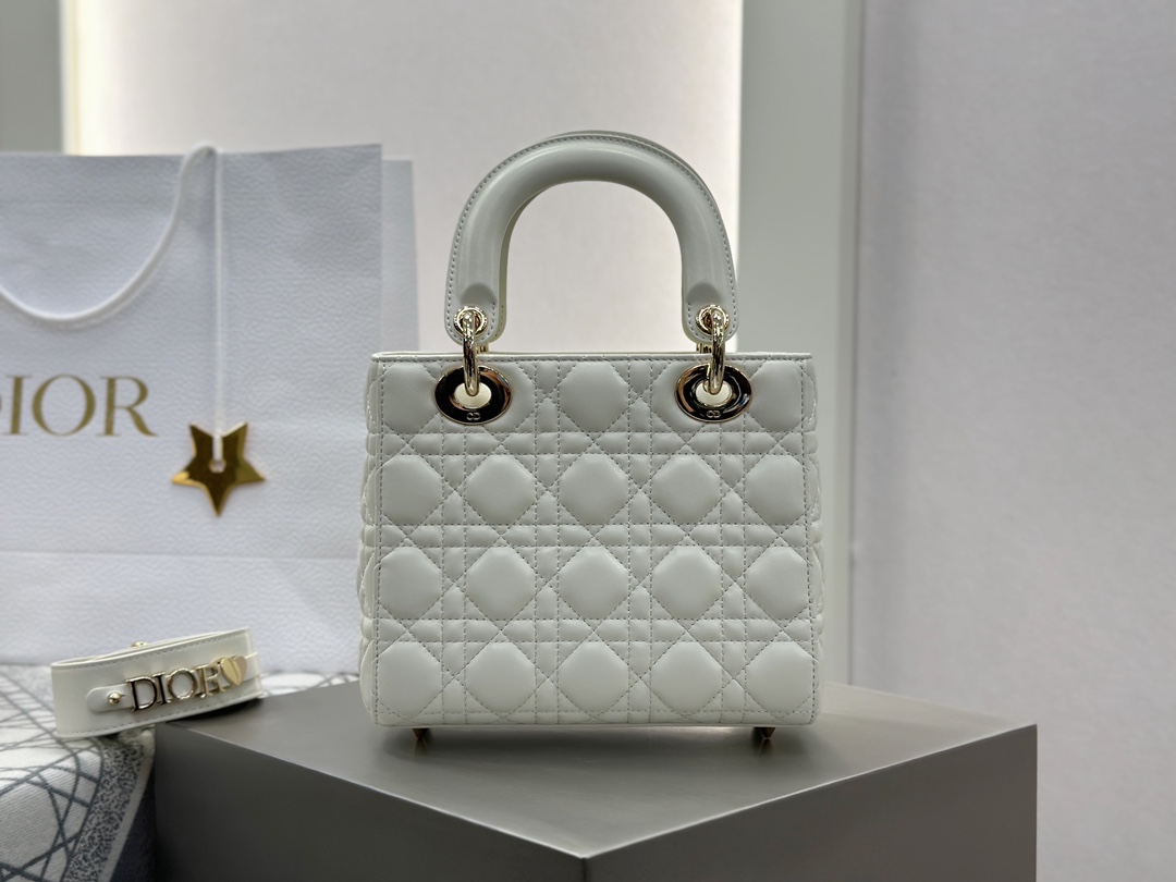 Dior Replica Designer Bags 1:1 Small Lady Dior Bag with Strap Latte Cannage Lambskin - Image 9