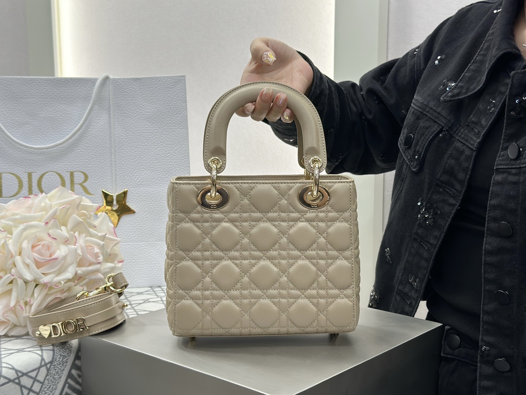 Dior Replica Designer Bags 1:1 Small Lady Dior Bag with Strap Trench Cannage Lambskin - Image 9