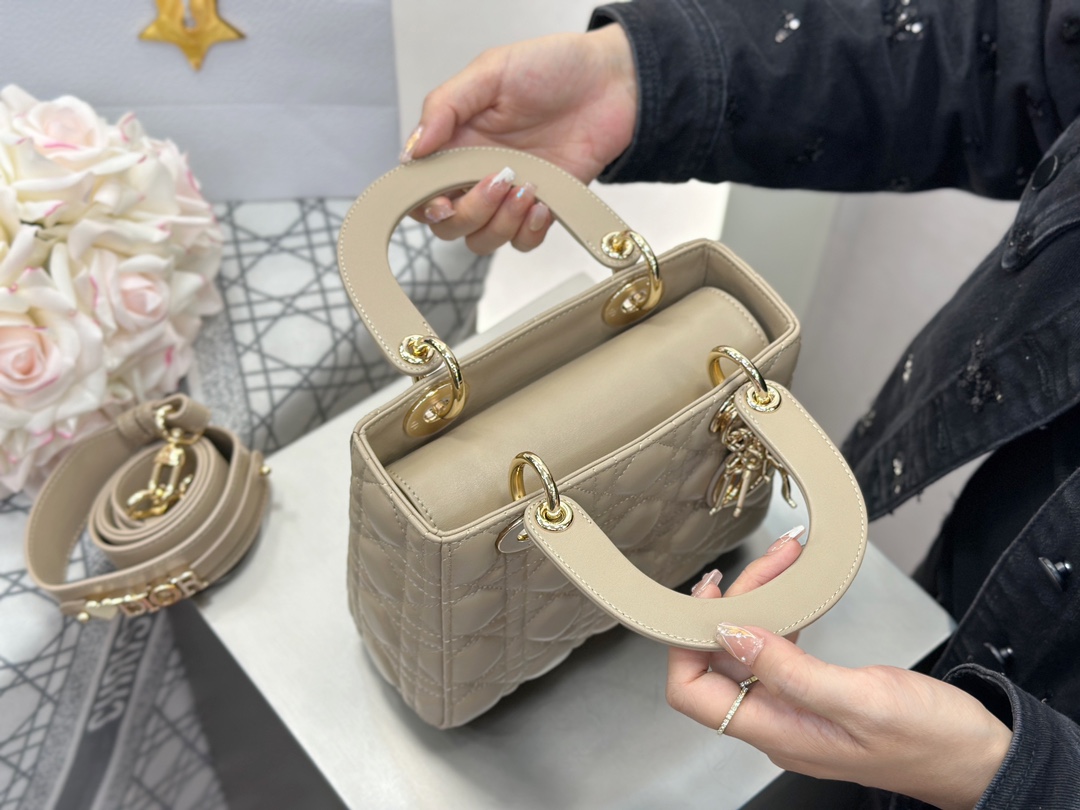 Dior Replica Designer Bags 1:1 Small Lady Dior Bag with Strap Trench Cannage Lambskin - Image 4