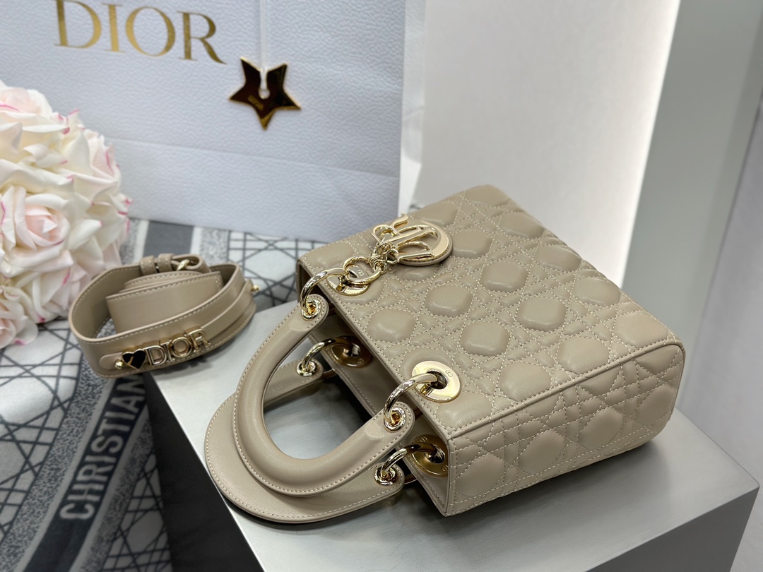 Dior Replica Designer Bags 1:1 Small Lady Dior Bag with Strap Trench Cannage Lambskin - Image 6