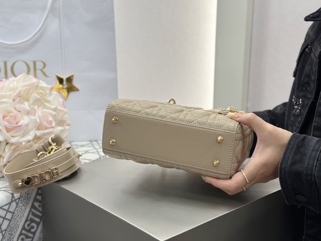 Dior Replica Designer Bags 1:1 Small Lady Dior Bag with Strap Trench Cannage Lambskin - Image 8