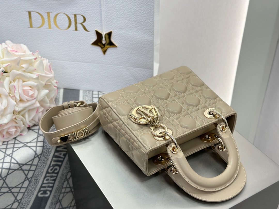 Dior Replica Designer Bags 1:1 Small Lady Dior Bag with Strap Trench Cannage Lambskin - Image 7