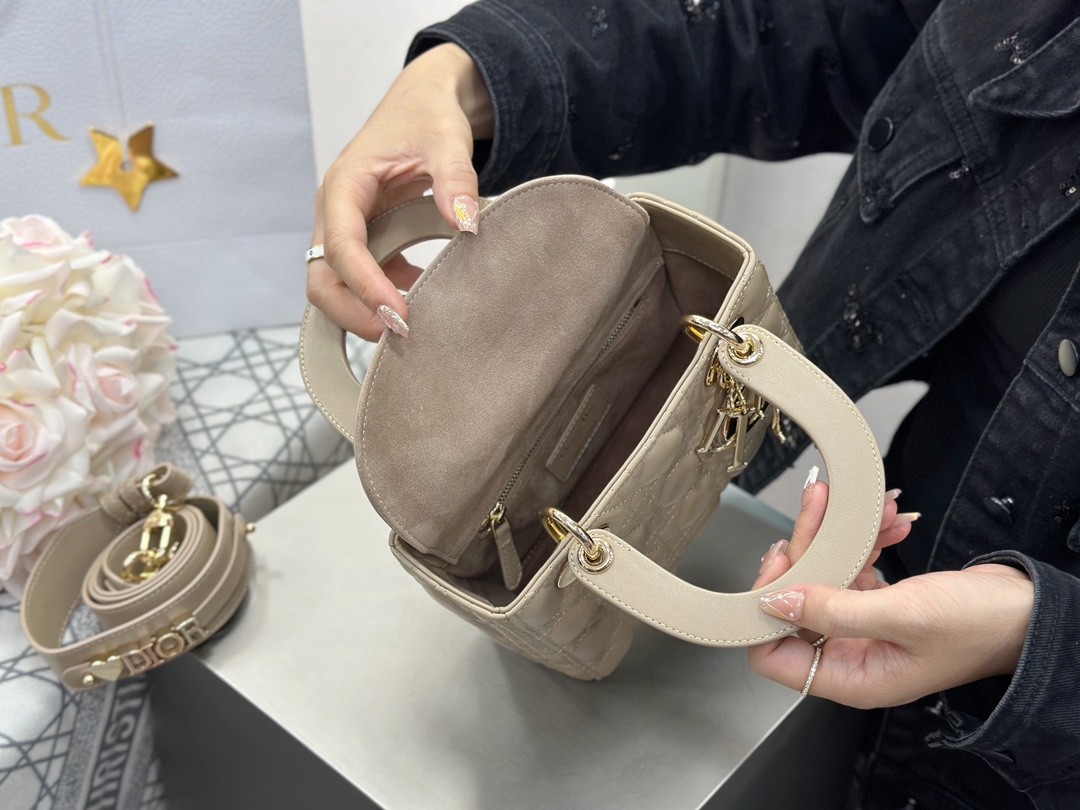 Dior Replica Designer Bags 1:1 Small Lady Dior Bag with Strap Trench Cannage Lambskin - Image 5