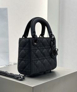 Alternative view of Dior Replica Designer Bags 1:1 Mini Lady Dior Bag Black Ultramatte Cannage Calfskin