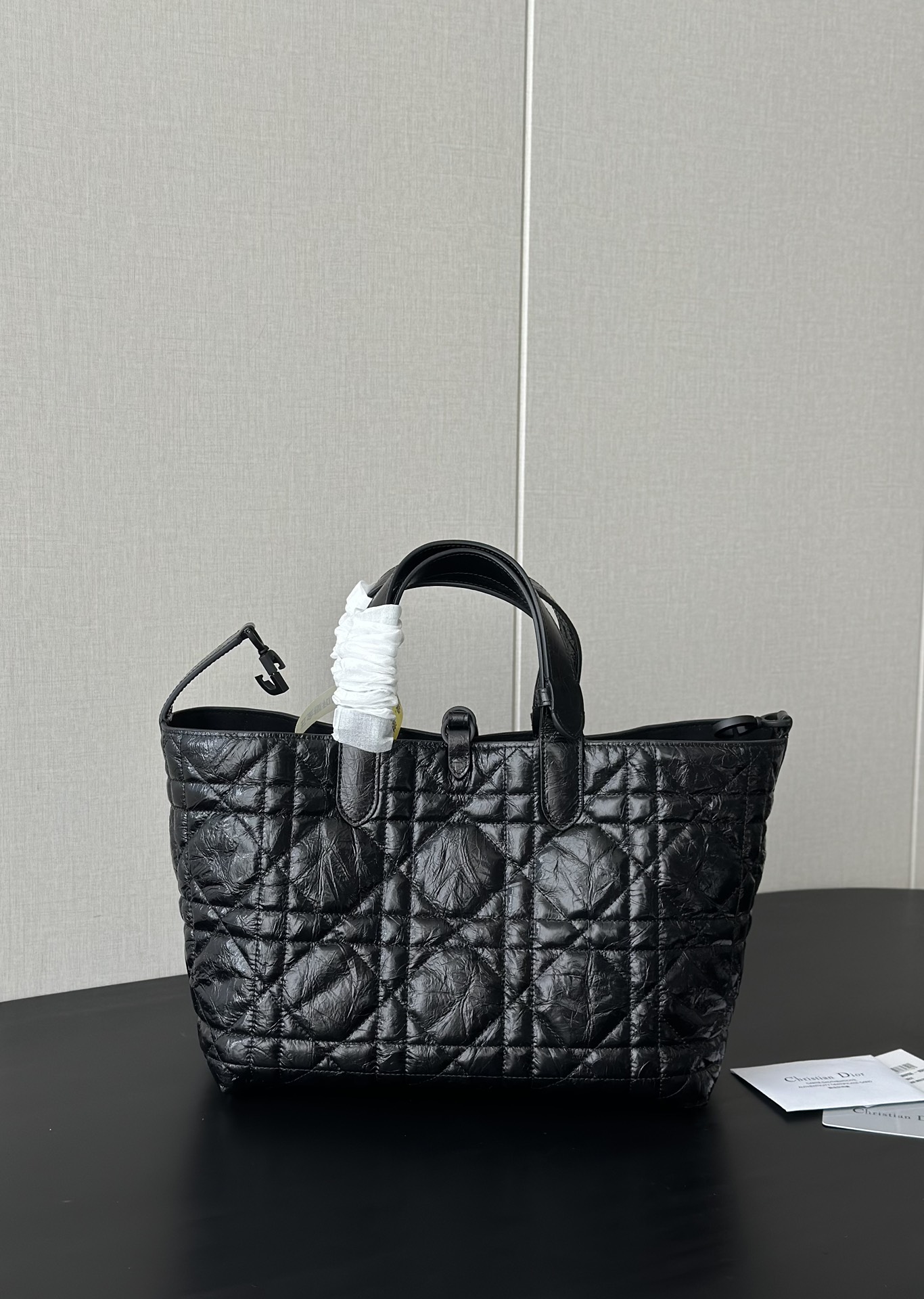 Dior Replica Designer Bags 1:1 Medium Toujours Bag Black Macrocannage Crinkled Calfskin - Image 2