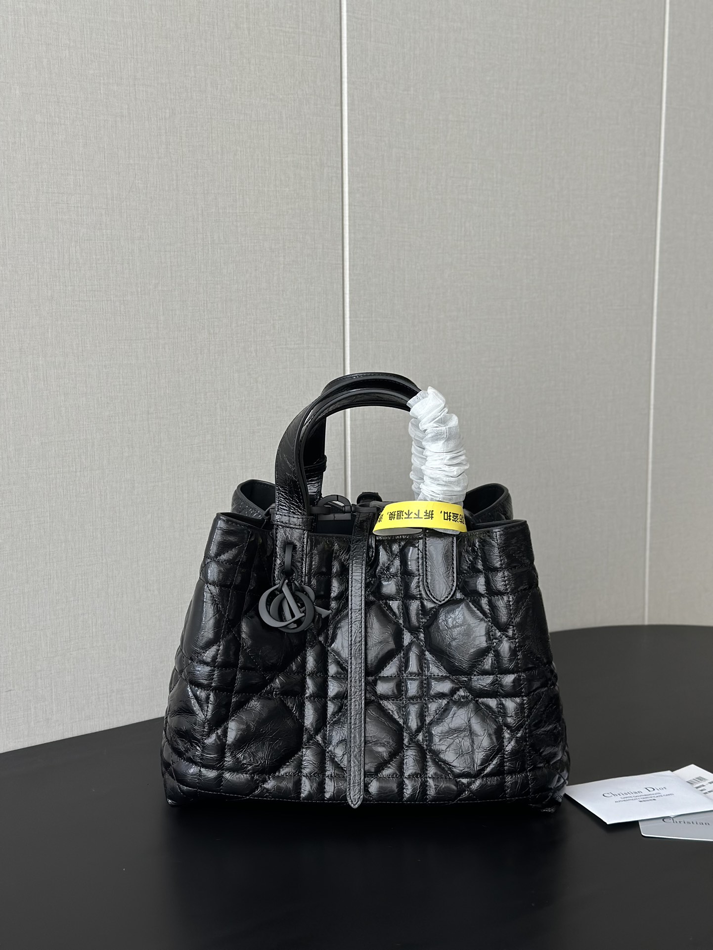 Dior Replica Designer Bags 1:1 Medium Toujours Bag Black Macrocannage Crinkled Calfskin - Image 3