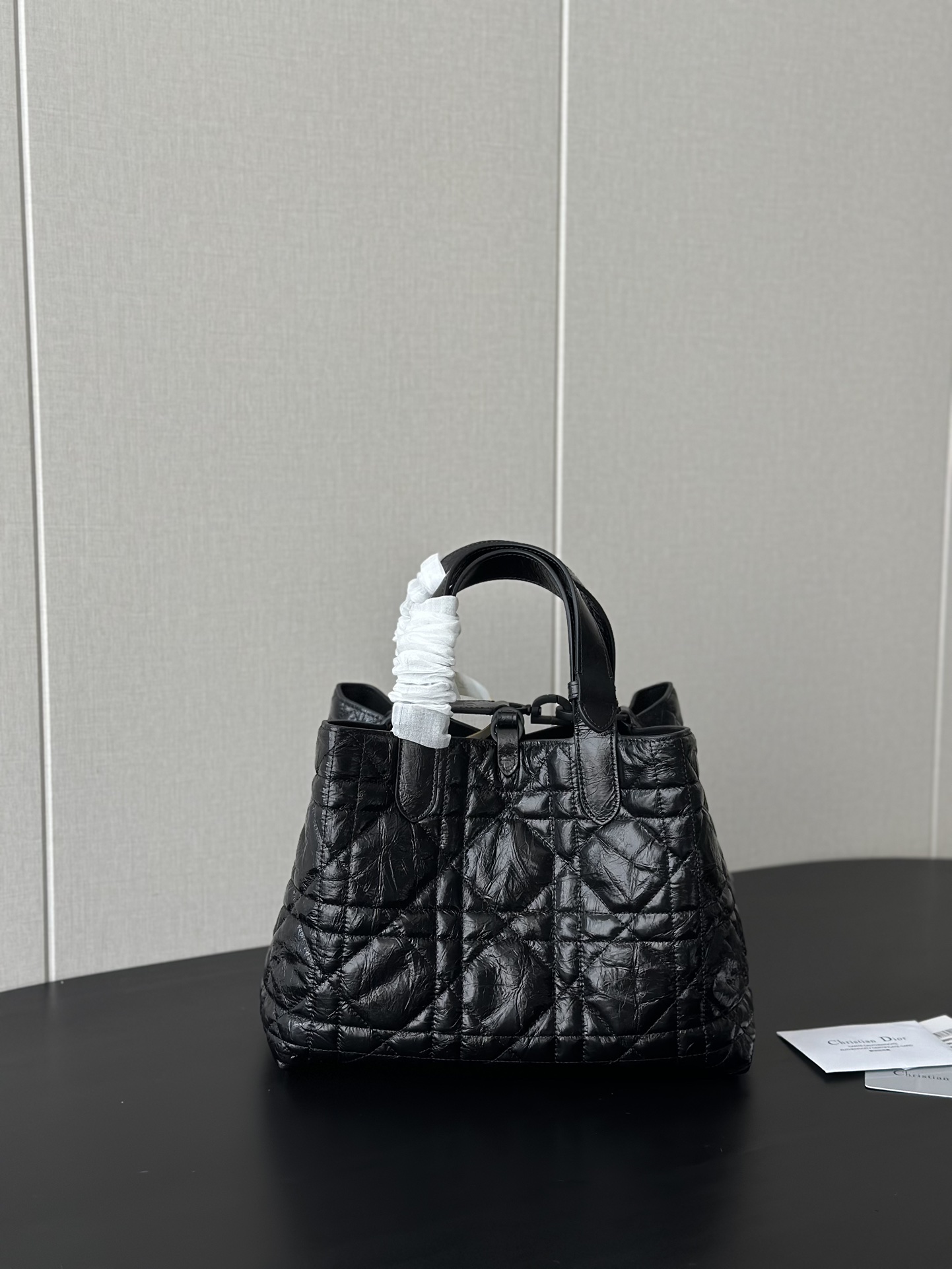 Dior Replica Designer Bags 1:1 Medium Toujours Bag Black Macrocannage Crinkled Calfskin - Image 7