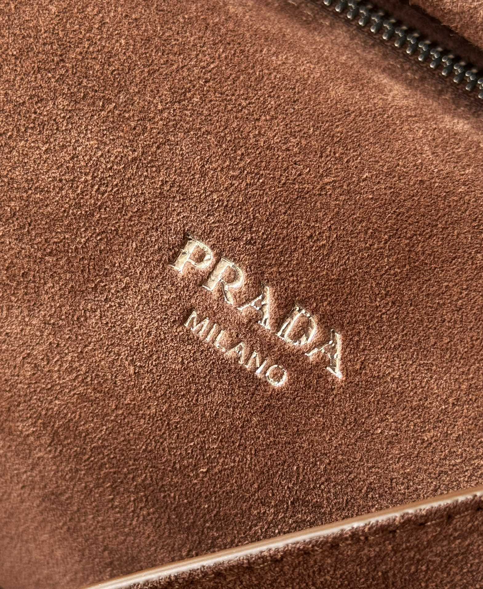 Prada Replica Designer Bags 1:1 Coffee Suede leather shoulder bag - Image 4