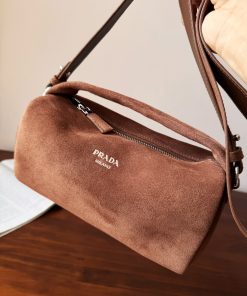 Alternative view of Prada Replica Designer Bags 1:1 Coffee Suede leather shoulder bag