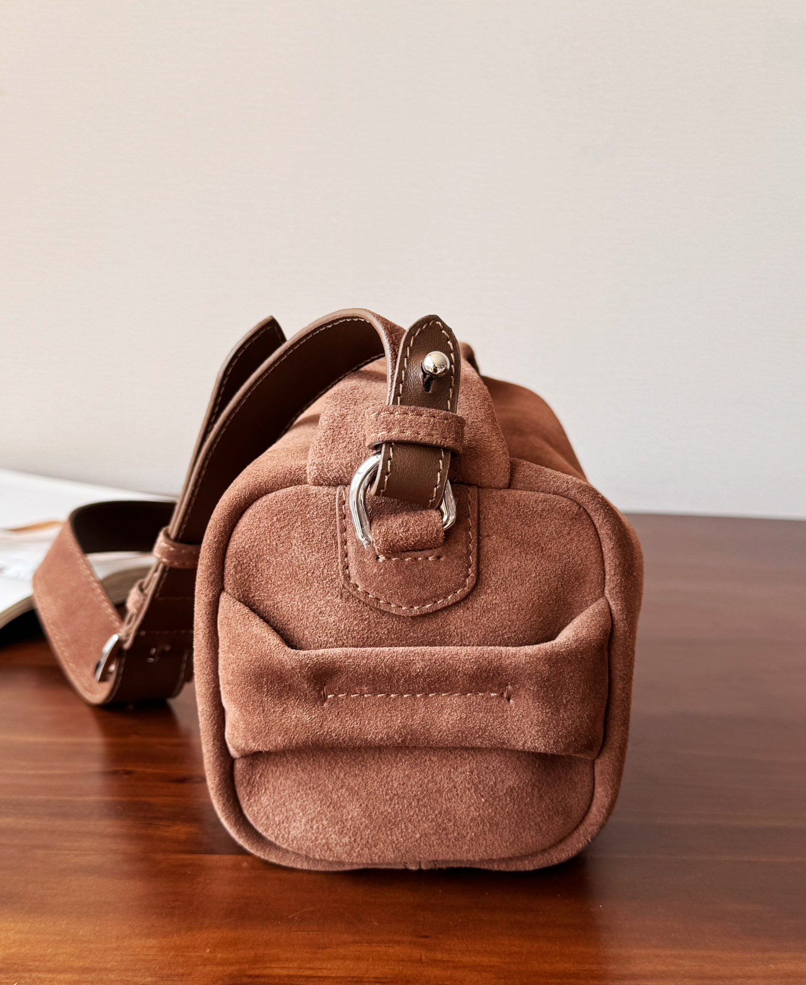 Prada Replica Designer Bags 1:1 Coffee Suede leather shoulder bag - Image 9