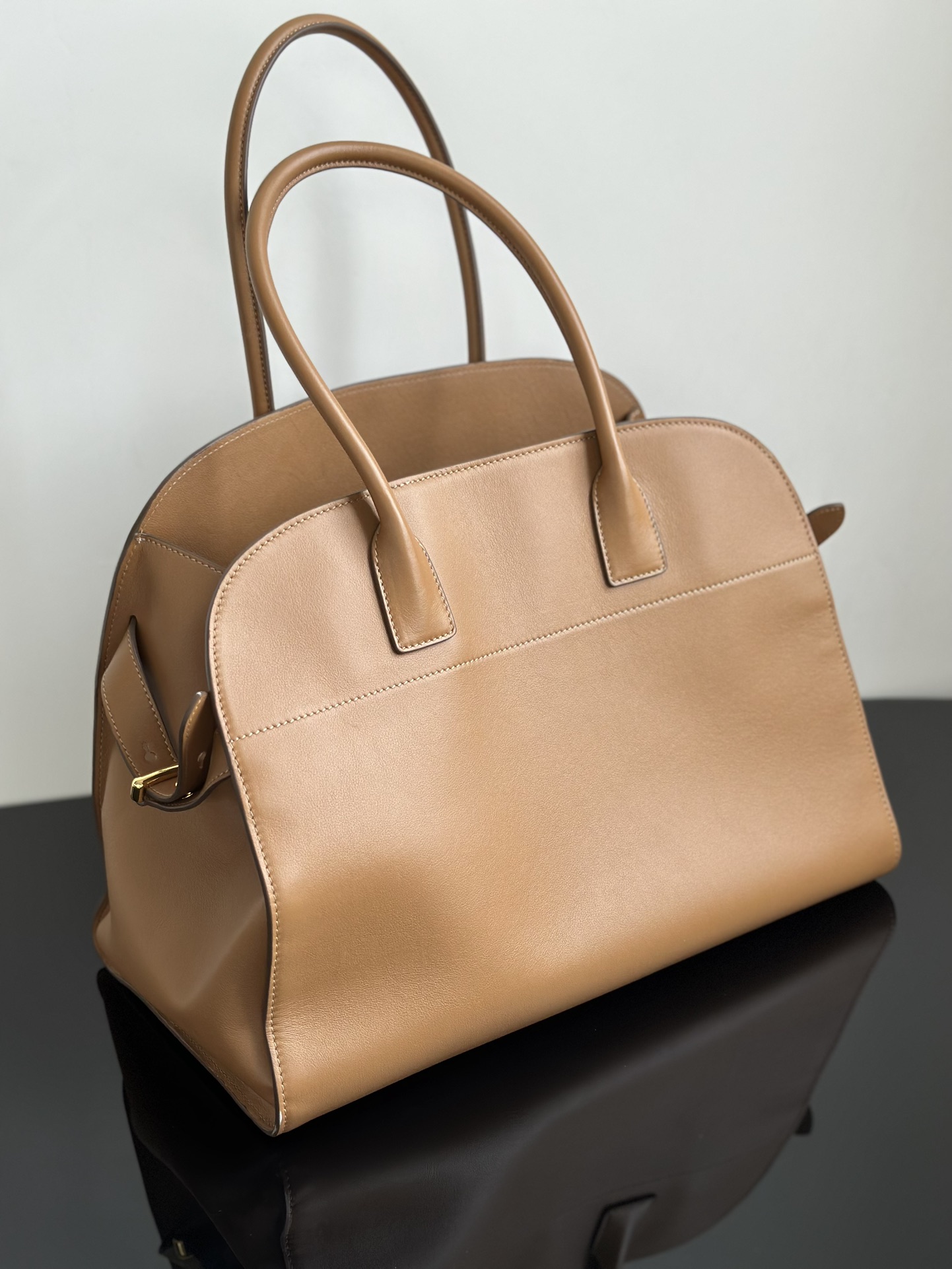 Prada Replica Designer Bags 1:1 Caramel Large leather tote bag with buckles - Image 9