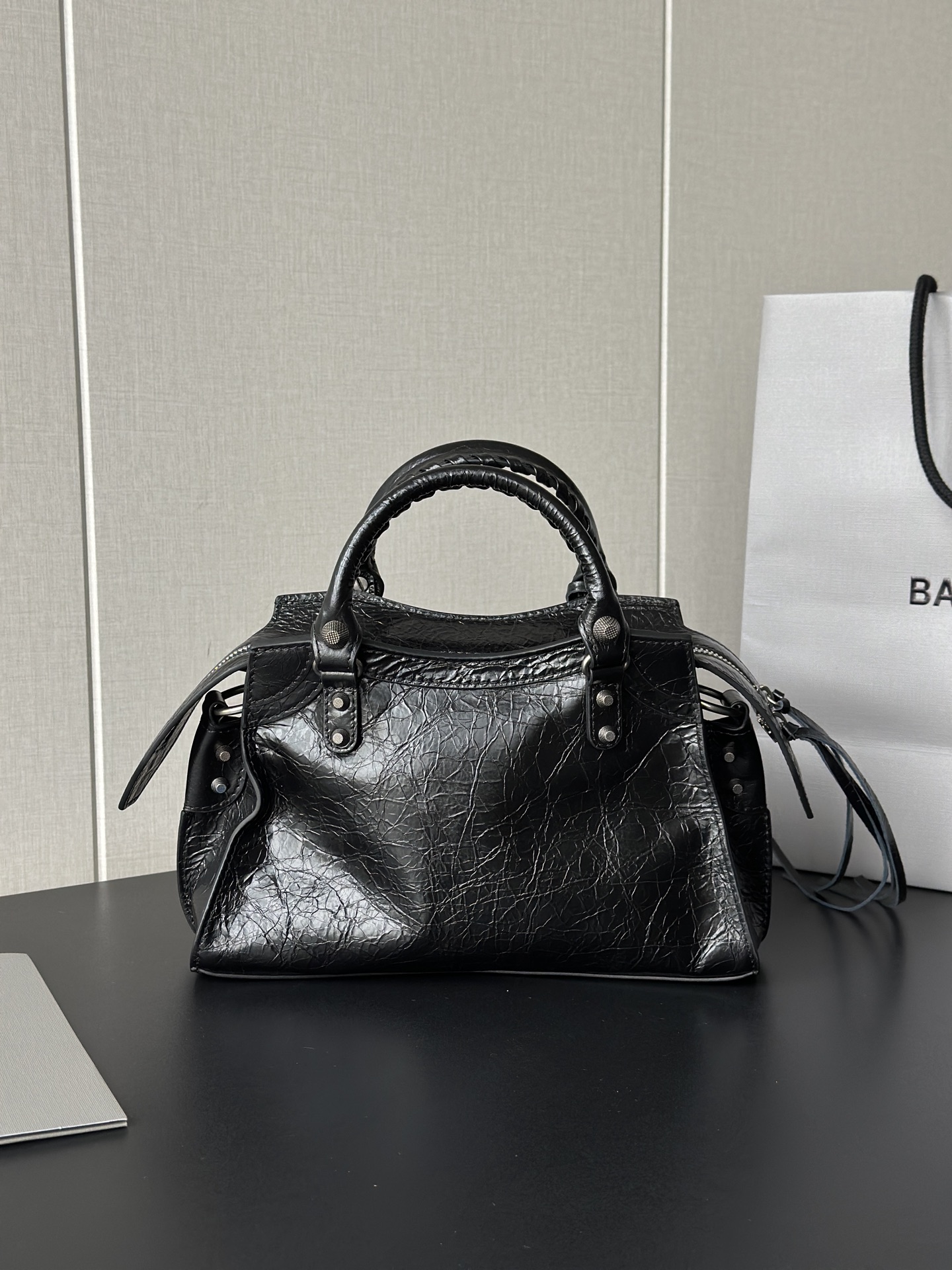 Balenciaga Replica Designer Bags 1:1 Agneau Neo Cagole City Xs Handbag Black - Image 8