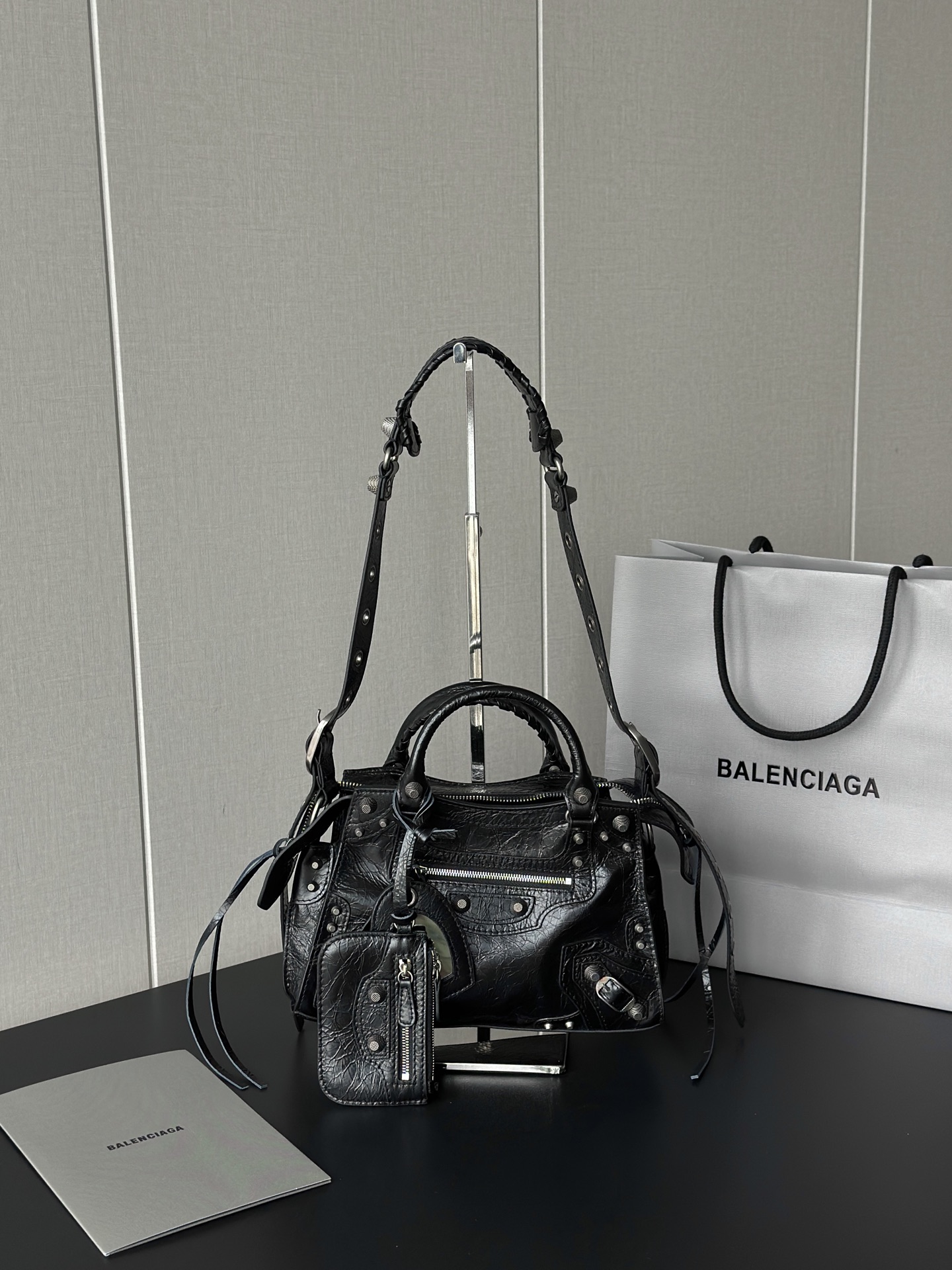Balenciaga Replica Designer Bags 1:1 Agneau Neo Cagole City Xs Handbag Black - Image 2