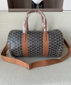 Alternative view of Goyard Replica Designer Bags 1:1 Barrel Sports Bag 40*23*23cm Black & Tan