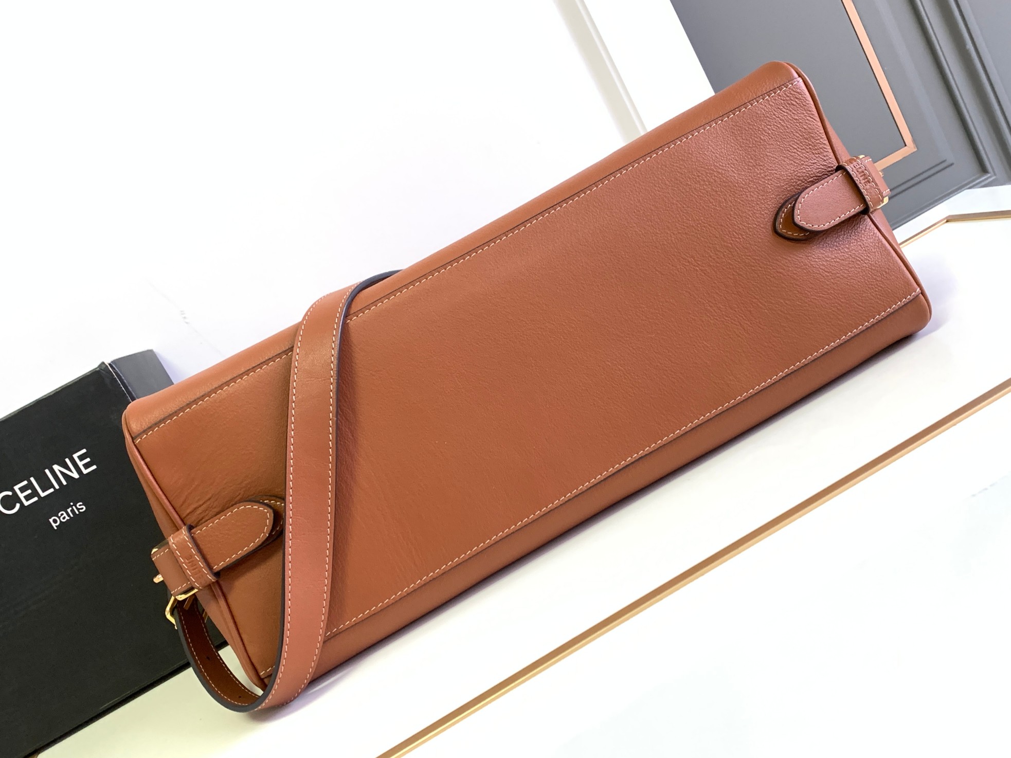 Celine Replica Designer Bags 1:1 Supple Calfskin Medium Appoline Tan 37.5 X 22 X 16 CM - Image 8