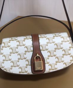 Alternative view of Celine Replica Designer Bags 1:1 Calfskin Tabou Clutch White & Tan 18 X 8 X 5cm