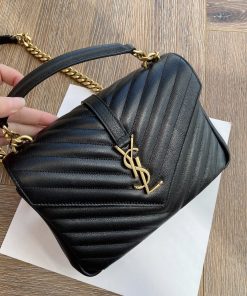Alternative view of Saint Laurent Replica Designer Bags 1:1 College Medium Quilted Leather Black 24 × 17 × 6 cm Gold Hardware