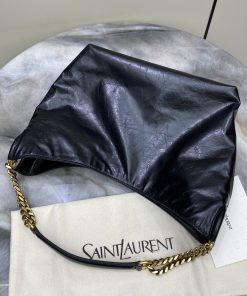 Alternative view of Saint Laurent Replica Designer Bags 1:1 HORTENSE Small Hobo Shiny Leather Black 24.5 x 22.5 x 8.5 cm