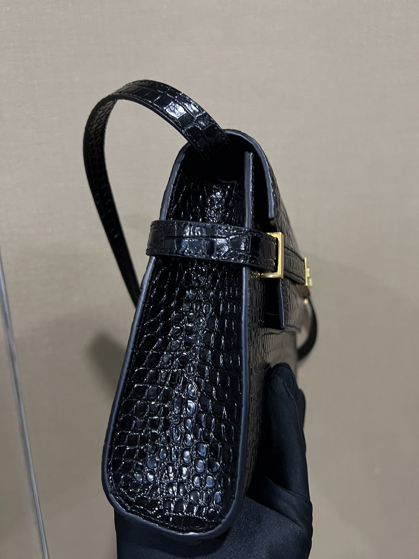 Saint Laurent Replica Designer Bags 1:1 Manhattan Small Shoulder Bag Leather Crocodile Embossed Black 24 × 17.5 × 6 cm - Image 7