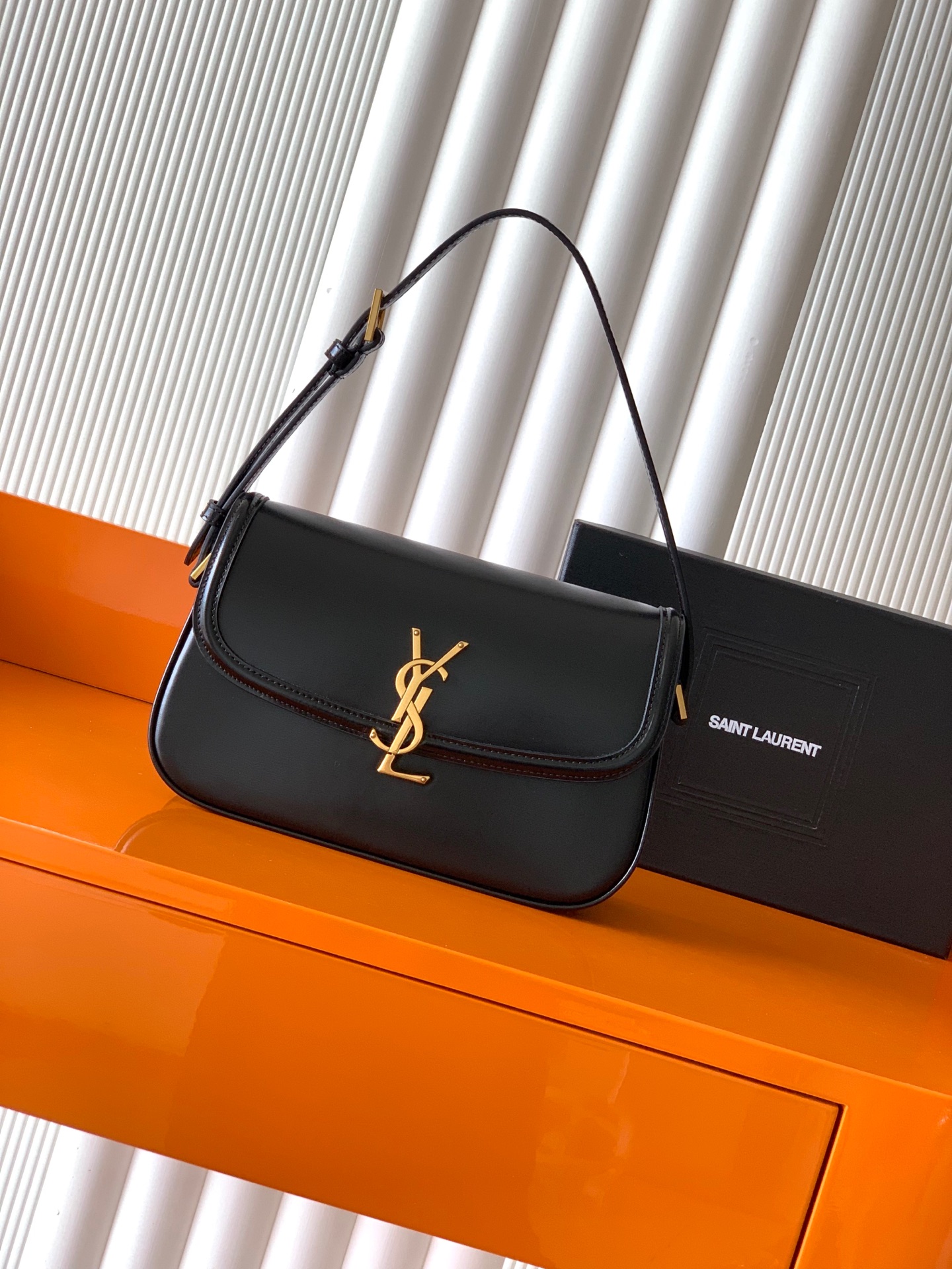 Saint Laurent 1:1 Top Replica: Solferino Small Satchel in Black Box Leather