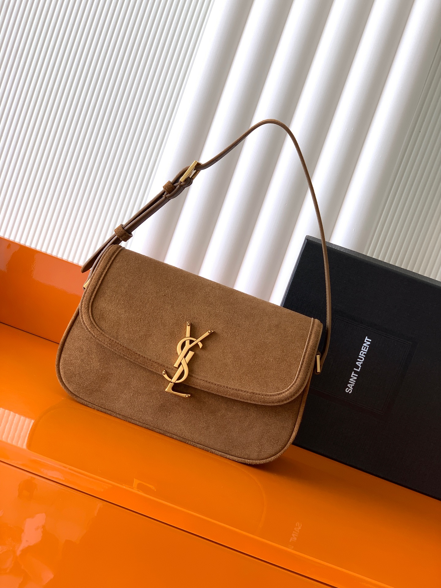 Saint Laurent 1:1 Top Replica: Solferino Small Satchel in Caramel Cognac Suede