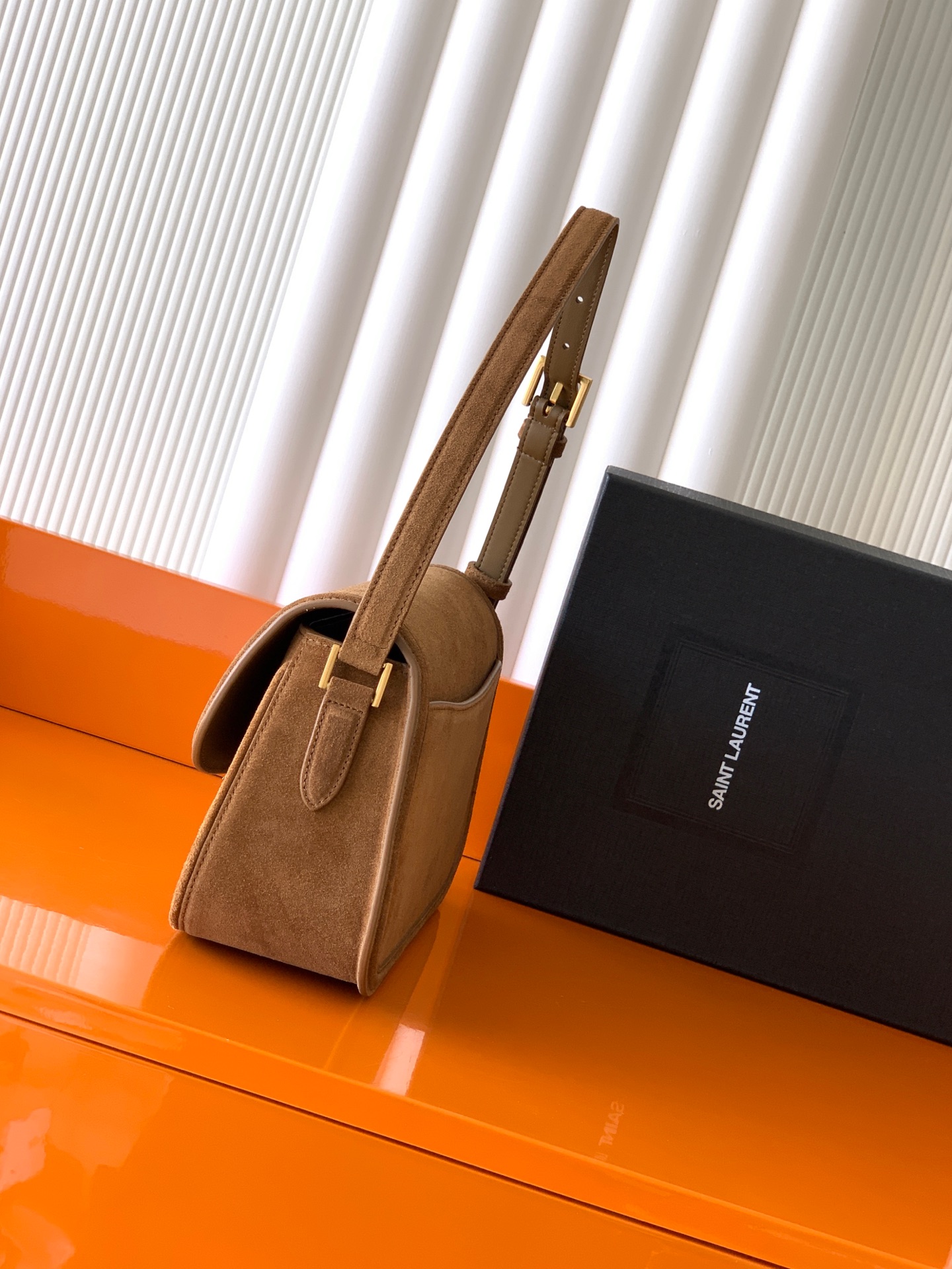 Saint Laurent Replica Designer Bags 1:1 Solferino Small Suede Caramel Cognac 24.5 × 15 × 8.5 cm - Image 7