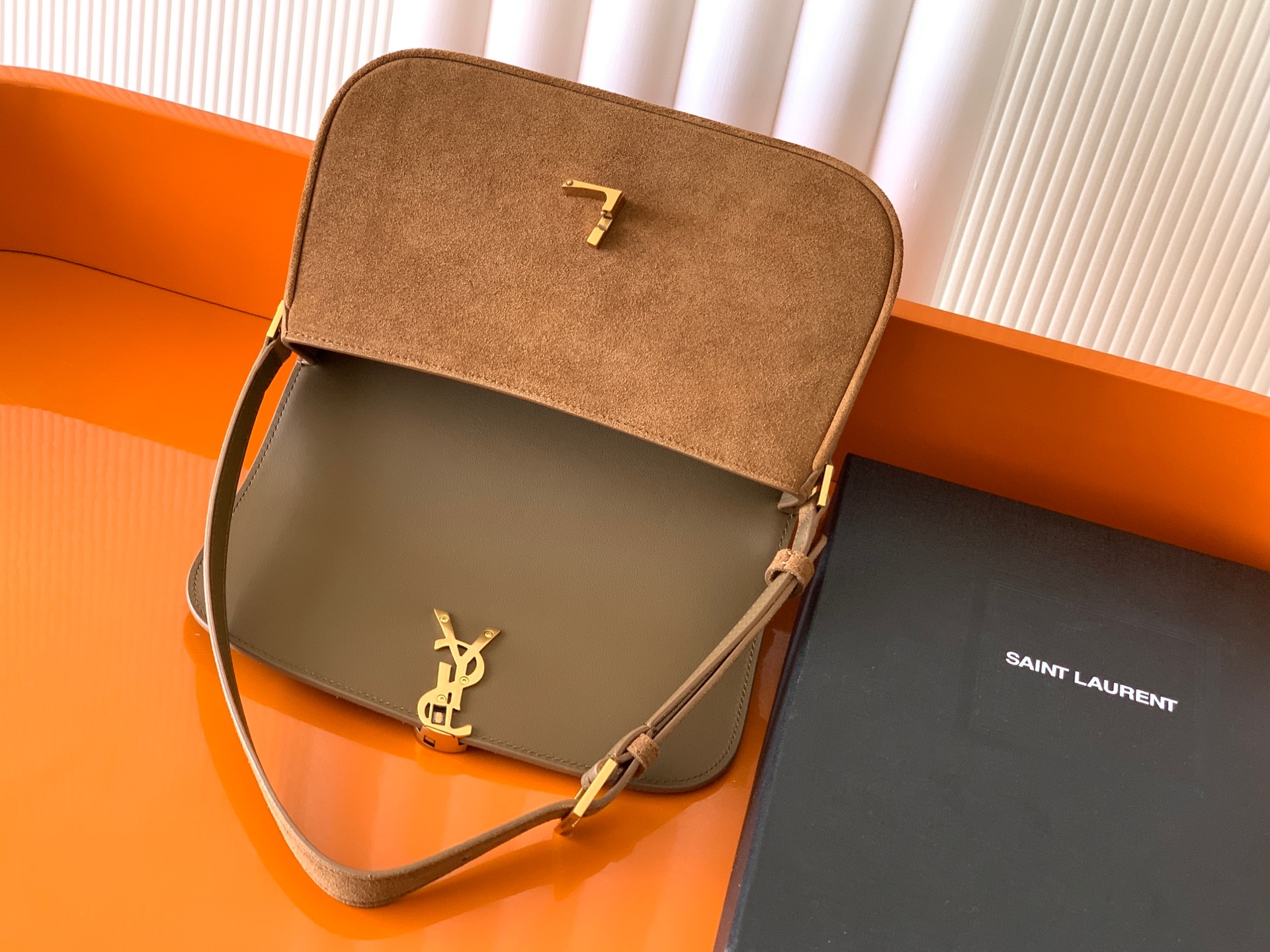 Saint Laurent Replica Designer Bags 1:1 Solferino Small Suede Caramel Cognac 24.5 × 15 × 8.5 cm - Image 4