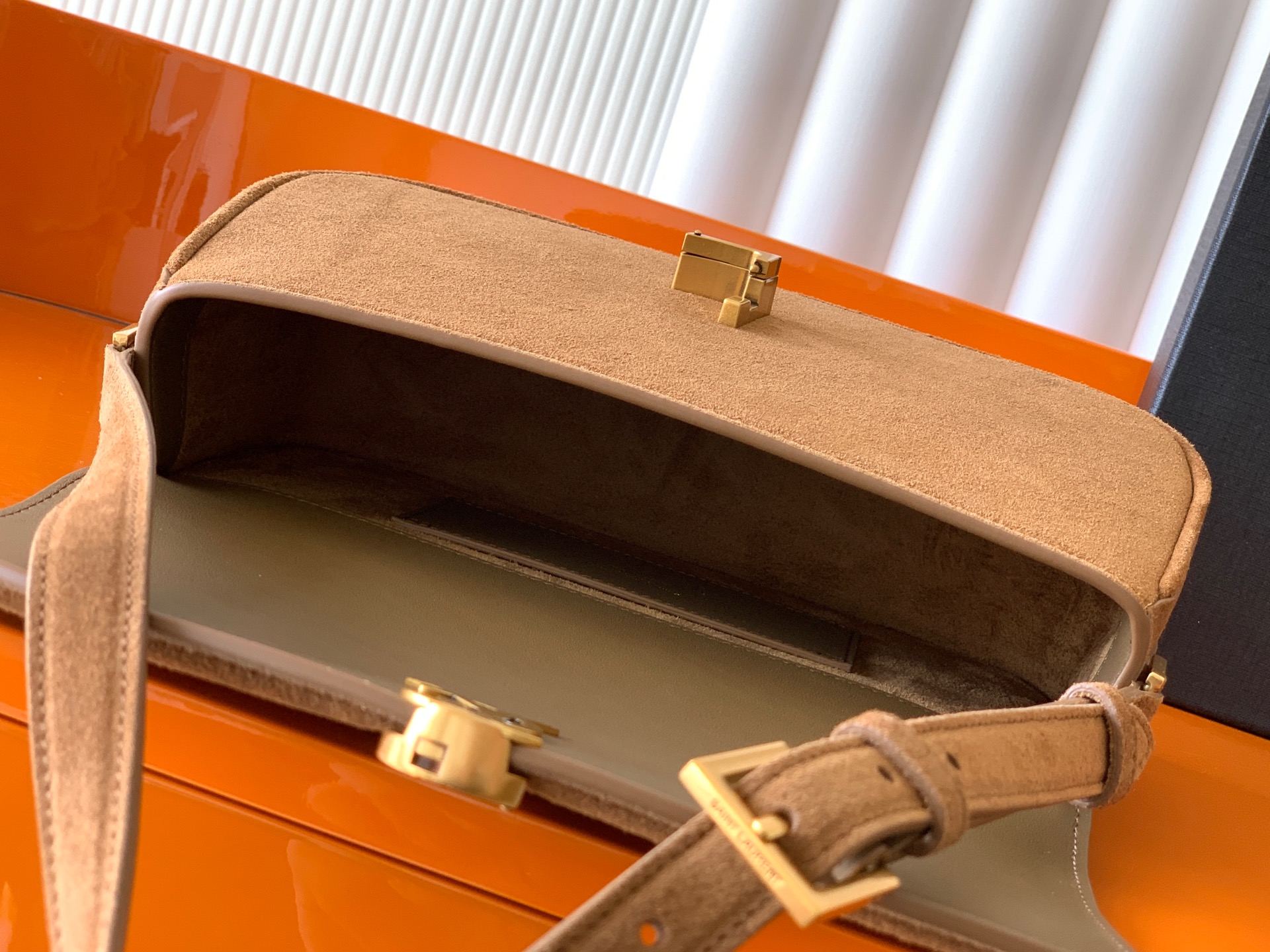 Saint Laurent Replica Designer Bags 1:1 Solferino Small Suede Caramel Cognac 24.5 × 15 × 8.5 cm - Image 5