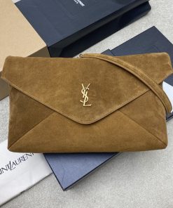 Saint Laurent 1:1 Top Replica: Cassandre Large Pouch on Chain in Caramel Cognac Suede