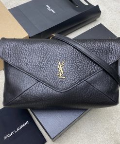 Saint Laurent 1:1 Top Replica: Cassandre Large Pouch on Chain in Black Quilted Lambskin