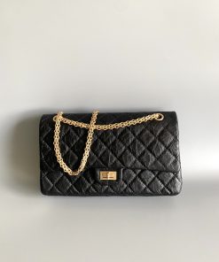 Large 2.55 Handbag Black & Burgundy 19.5 × 28 × 7.5 CM