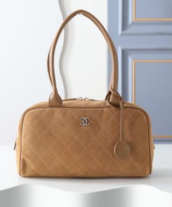 Large Bowling Bag Dark Beige 17 × 29 × 10 CM