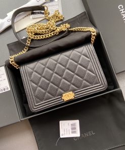 Boy Chanel Wallet On Chain Black 12.3 × 19.2 × 3.5 CM