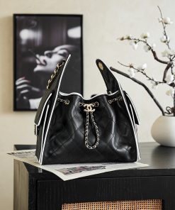 Small Chanel 25 Handbag Black & White 30 × 26 × 14 CM