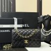 Chanel Replica Designer Bags 1:1 Small Classic Handbag Black & Burgundy 14.5 × 23 × 6 CM