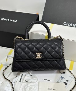 Flap Bag With Top Handle Black 14 × 24 × 10 CM